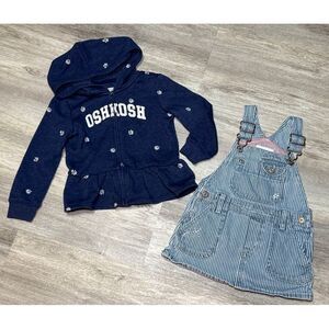 Oshkosh bundle overall denim dress and sweater‎ size 2T and 24 months
